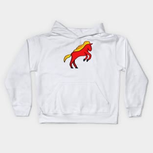 Reddish horse with fiery tones in the mane Kids Hoodie